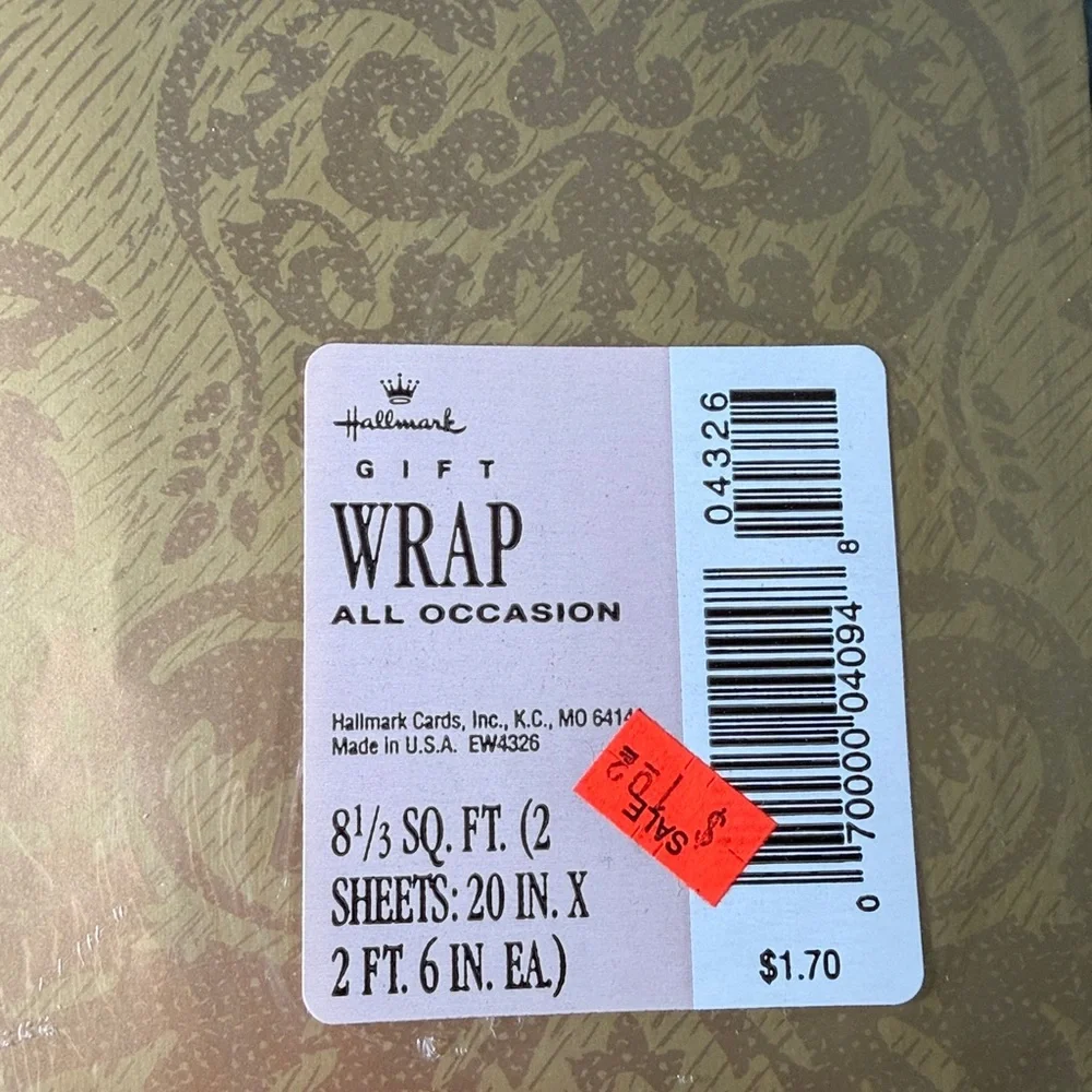 5/$25 VINTAGE All Occasion Wrapping Paper Gold Damask